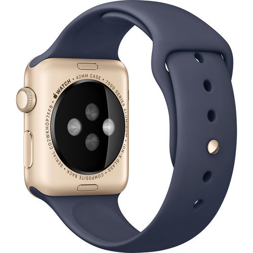 Apple Watch MLC72LL/A 42mm Smartwatch Gold Aluminum Case Midnight Blue Sport Band - worldtradesolution.com
 - 2