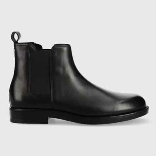 Calvin Klein Mens Juno Chelsea Boot Black Leat 10.5