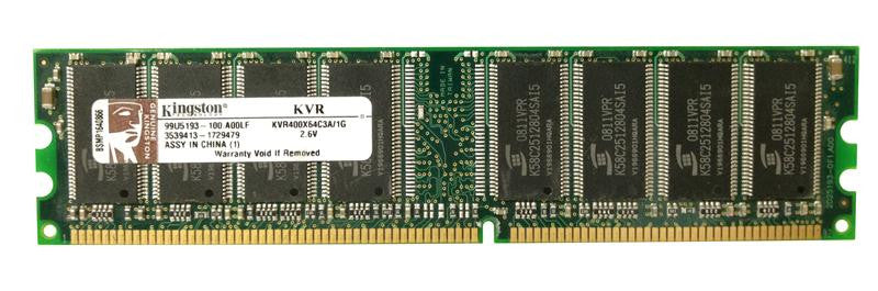 Kingston 1GB PC3200 DDR KVR400X64C3A/1G CL3 184-Pin DIMM Desktop Memory Non-ECC