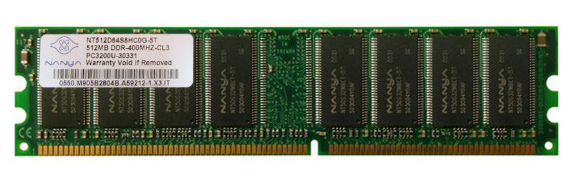 Nanya 512MB PC3200U-30331 DDR NT512D64S8HC0G-5T 184-Pin DIMM Desktop Memory - Non-ECC - worldtradesolution.com