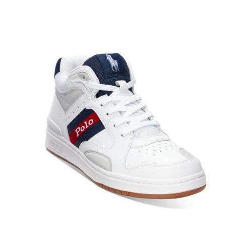 Polo Ralph Lauren Mens Mid Top Lace-Up Sneakers WhiteNavyRed 11.5