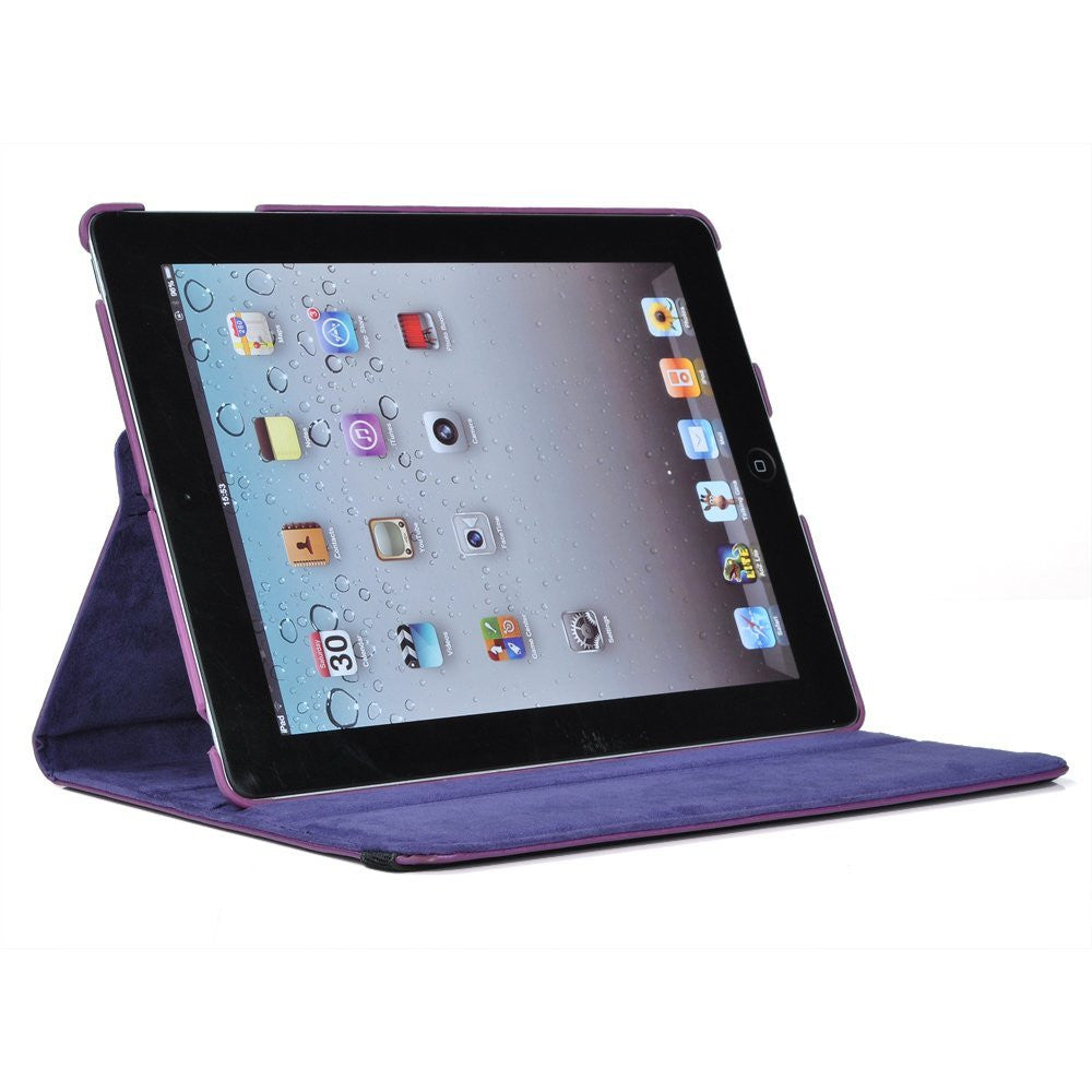 New Purple 360 Degrees Rotating Leather Case Smart Cover with Stand and Sleep/Wake Function for Apple iPad 3, Built-in Magnet - worldtradesolution.com
 - 5