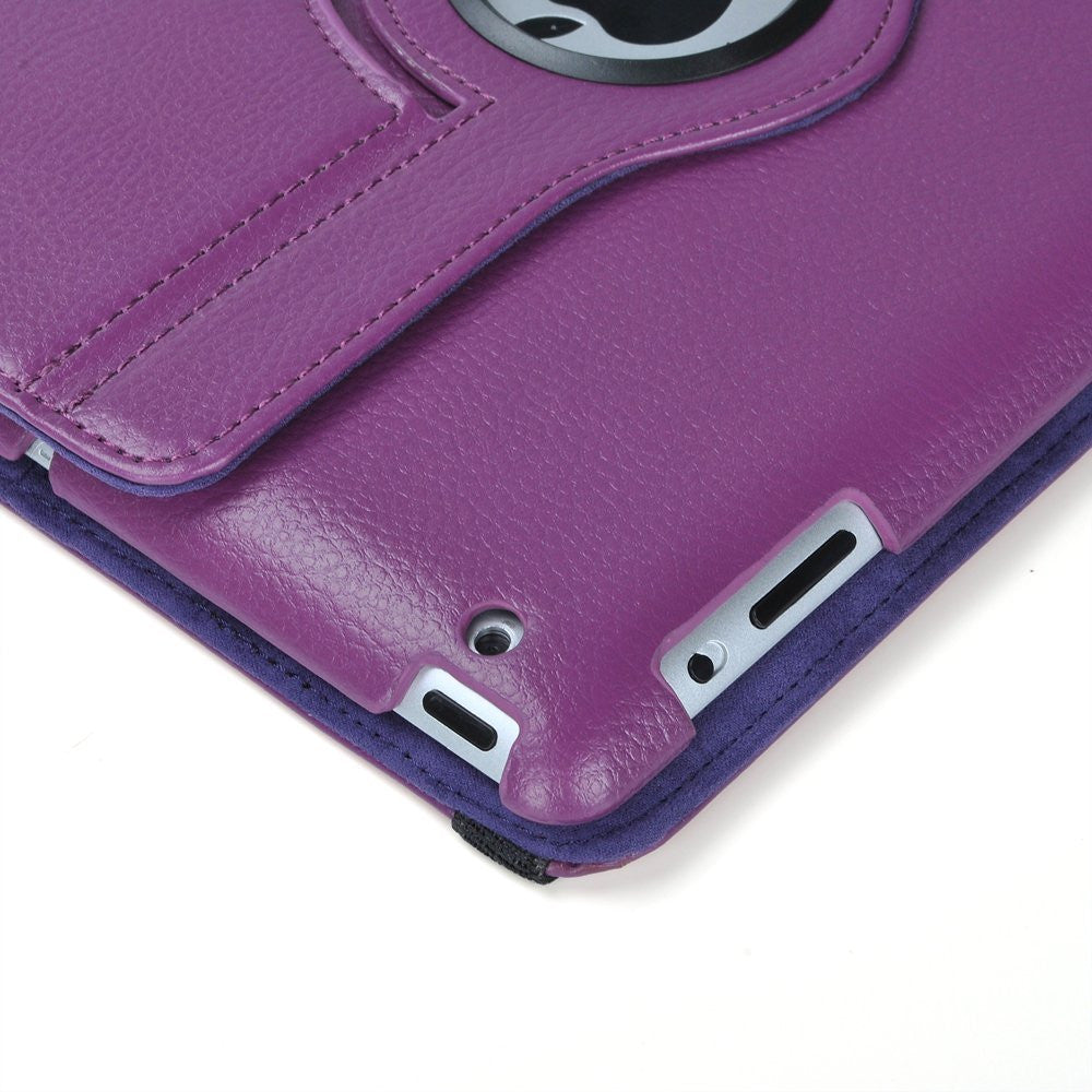 New Purple 360 Degrees Rotating Leather Case Smart Cover with Stand and Sleep/Wake Function for Apple iPad 3, Built-in Magnet - worldtradesolution.com
 - 4