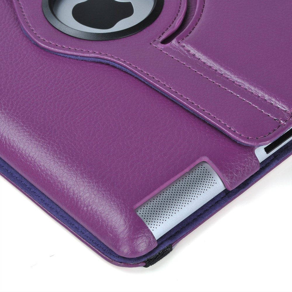 New Purple 360 Degrees Rotating Leather Case Smart Cover with Stand and Sleep/Wake Function for Apple iPad 3, Built-in Magnet - worldtradesolution.com
 - 3