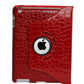 Ctech 360 Degrees Rotating Stand Leather Smart Case for Apple iPad 2 Red Luxury Crocodile Pattern - worldtradesolution.com
 - 1