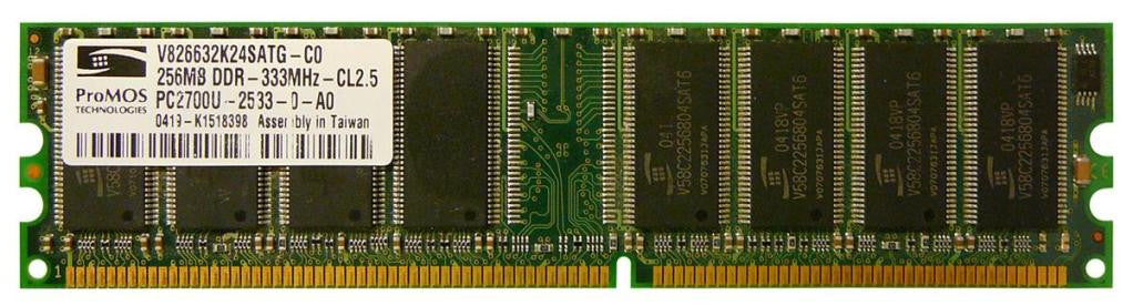 ProMOS Tech 256MB PC2700U-2533-0-A0 DDR V826632K24SATG-C0 184-pin CL2.5 DIMM Desktop Memory - Non-ECC - worldtradesolution.com
